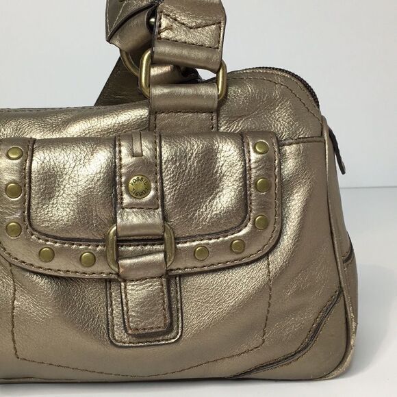 Fossil Leather dark gold Studded handbag buckle - Picture 4 of 8